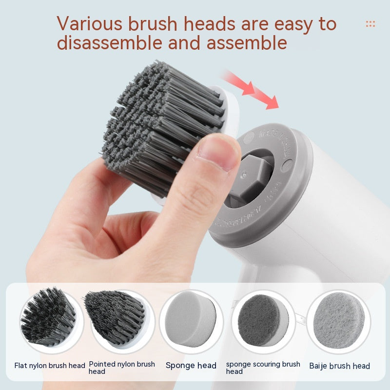VRUSH™ Electric Power Scrubber – Multi-Purpose Cleaning Brush with 6 Interchangeable Heads | Effortless Deep Cleaning for Kitchen, Bathroom & Home